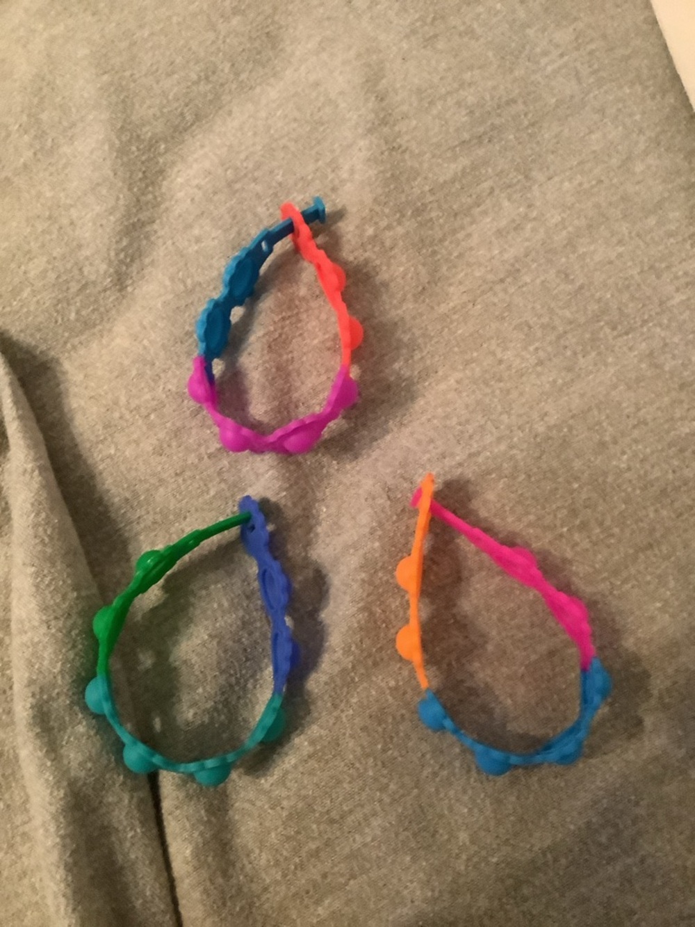 3 Colorful Silicone Pop Bracelet Fidgets - Pink, Blue, Green, Orange, Purple - Picture 3 of 3